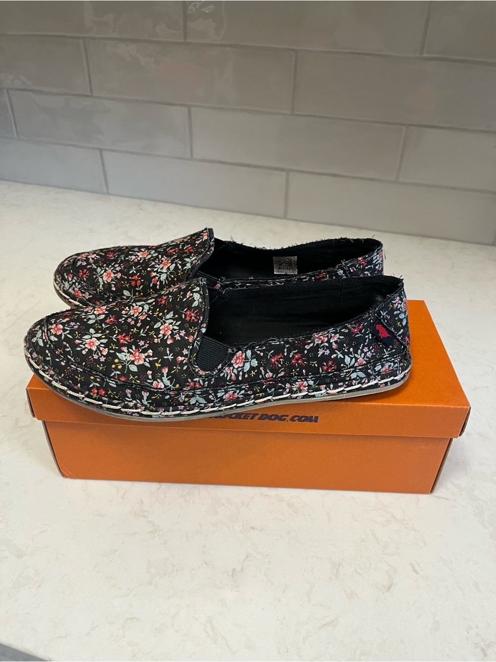 Rocket Dog Black Floral Slip-On Loafers